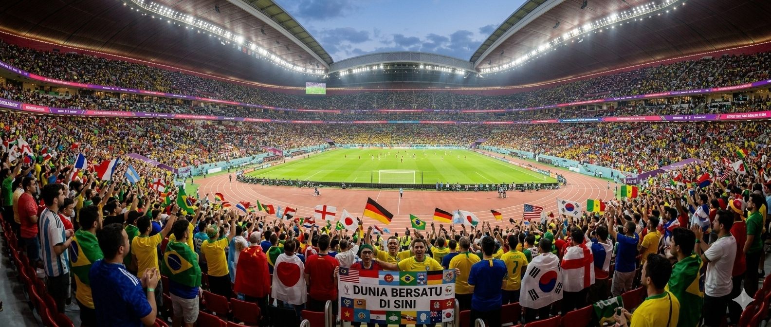 Stadion Piala Dunia penuh suporter dari berbagai negara